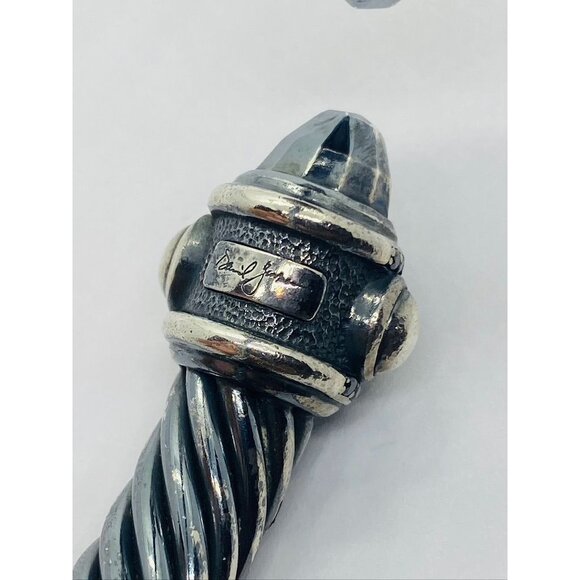 DAVID YURMAN DARKENED BLACKENED STERLING SILVER RENAISSANCE 10MM CUFF DIAMONDS - Picture 4 of 12